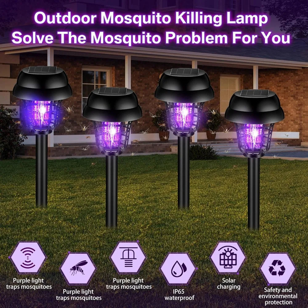 JOYINLED Solar Bug Zapper — 4-Pack Waterproof Outdoor Mosquito Killer for Garden & Patio