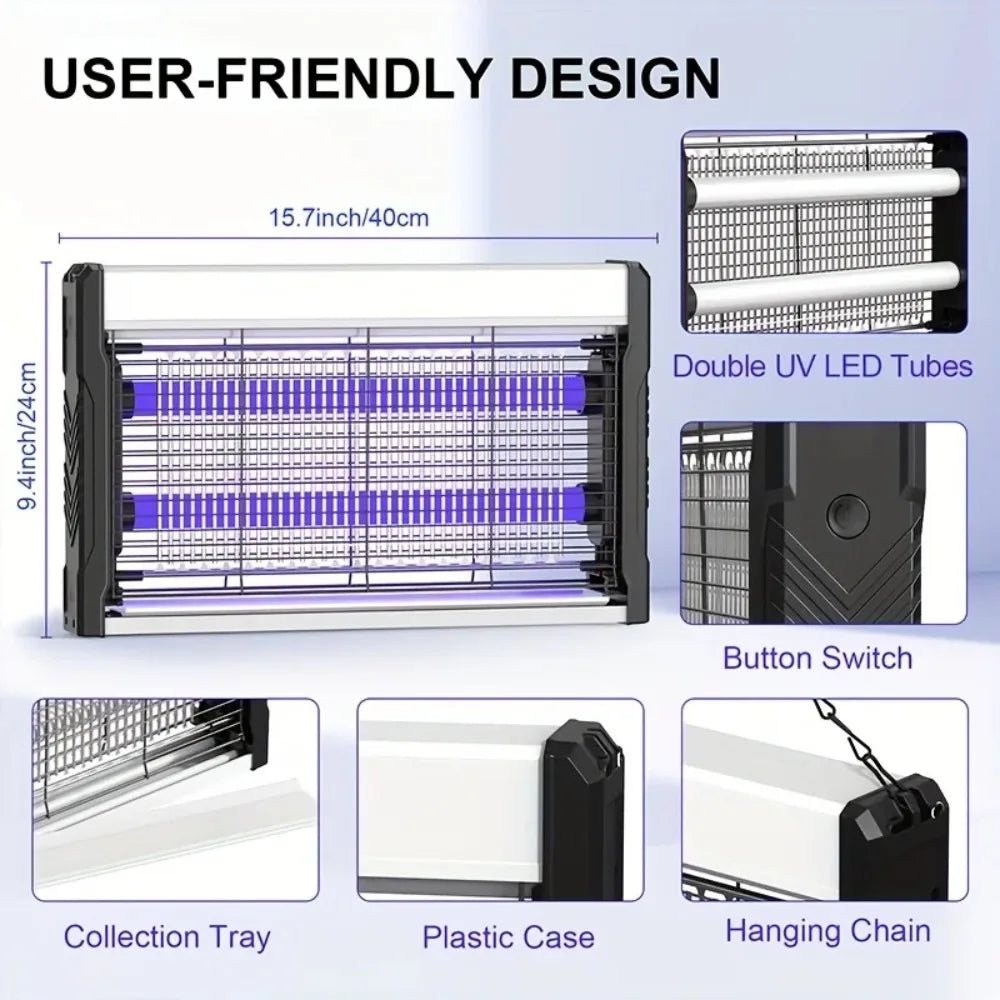 Solar UV Mosquito Killer Lamp — Electric Shock Bug Zapper for Outdoor Walls