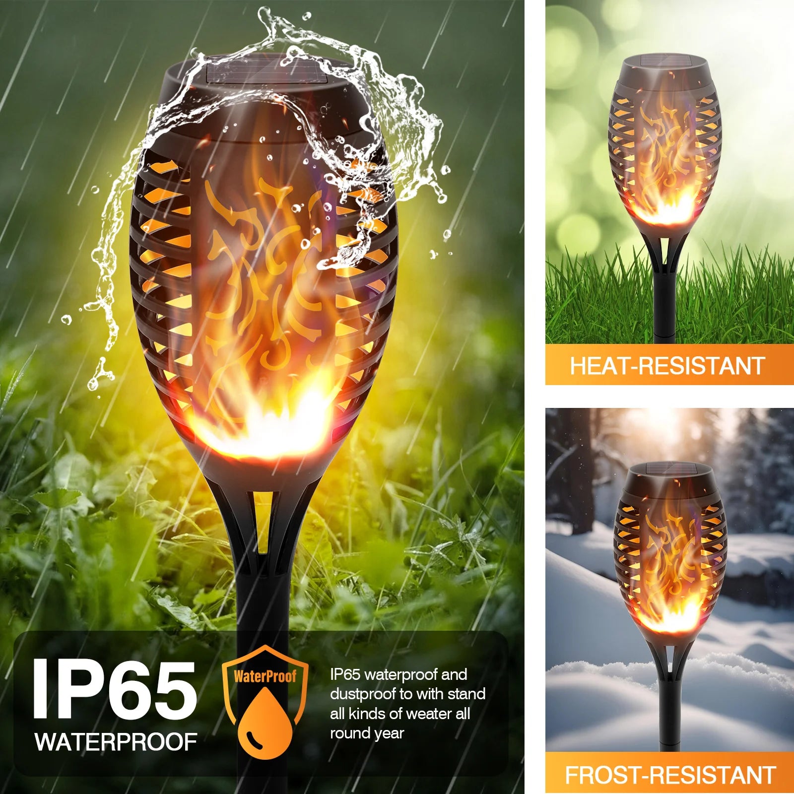 Solar Flickering Flame Torch Lights — Waterproof Outdoor LED Garden Path Lights